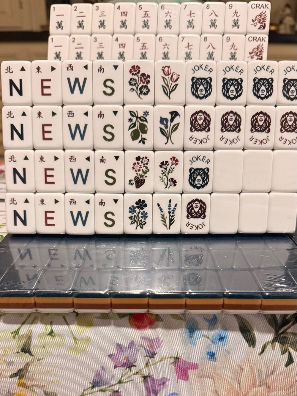 American Mahjong 4-layer Tile set in Blue -